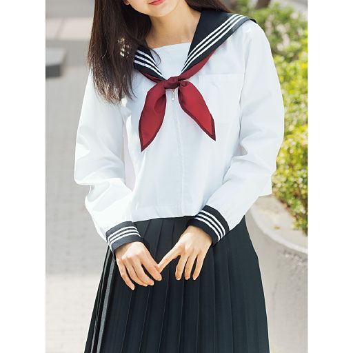 スカーフ付 半袖 長袖セーラー服 洗濯機ok スクール 制服 セシール Cecile