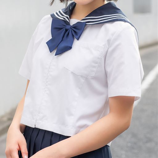 スカーフ付 半袖 長袖セーラー服 洗濯機ok スクール 制服 セシール Cecile