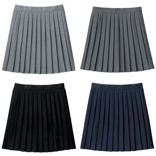 丈が選べる単色プリーツスカート(スクール・制服)<br>カラー:ライトグレー/グレー/ブラック/ネイビー