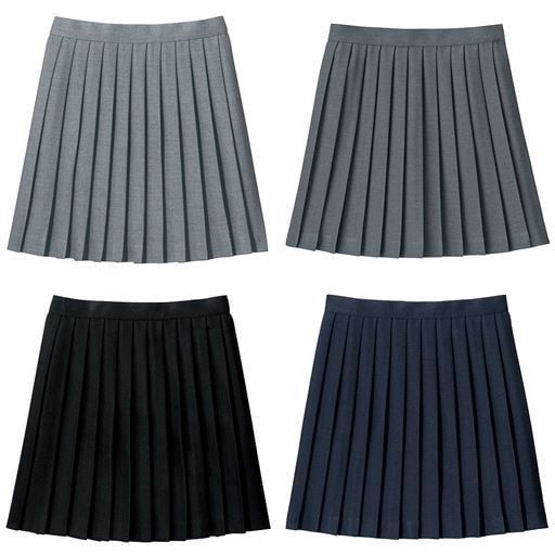 丈が選べる日本製単色プリーツスカート(防しわ)(洗濯機OK)(スクール・制服)