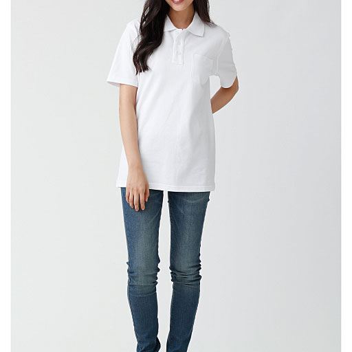 綿100 ポロシャツ 半袖 しっかり編地の鹿の子素材を使用 セシール Cecile