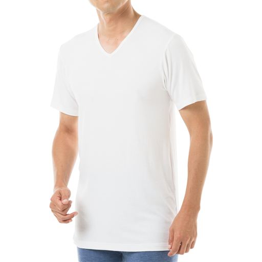 ホワイト<br>着用例<br><br>ビジネスシャツのインにぴったり。ロングシーズン着られます。