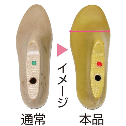 足指ゆったり幅広5Eワイズ<br>親指の付け根部分をふくらませた特別設計の靴型を採用。