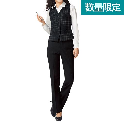 オフィスベストスーツ ベスト パンツ 事務服 ストレッチ素材 洗濯機ok 撥水 形態安定 防汚加工 選べる2レングス セシール Cecile