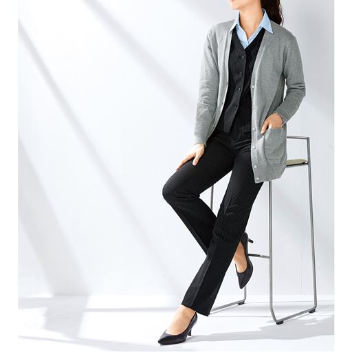 オフィスベストスーツ ベスト パンツ 事務服 ストレッチ素材 洗濯機ok 撥水 形態安定 防汚加工 選べる2レングス セシール Cecile