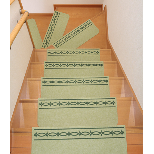 グリーン/B(すべり止め柄付き)<br>Bタイプは、柄が目印になって階段を降りるときに段差がより分かりやすくなっています。