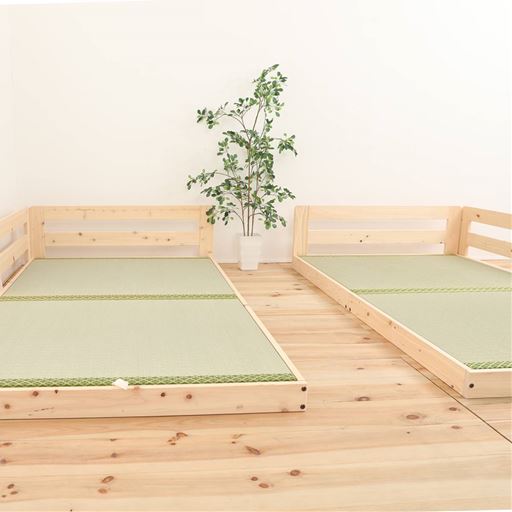 シングル 2台使用例<br>連結して、離して。ライフタイルに合わせて柔軟に使えるベッドです。