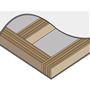 薄くスライスした天然木をタテに重ねて接着することで強さを増した積層合板(LVL)を芯材に使用。