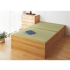 【組立＋設置】い草収納ベッド(ヘッドレス)/布団も収納できる大容量タイプ