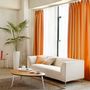 オレンジ<br>ナチュラルな縦ストライプがポイントの、風通織り遮光カーテンです。