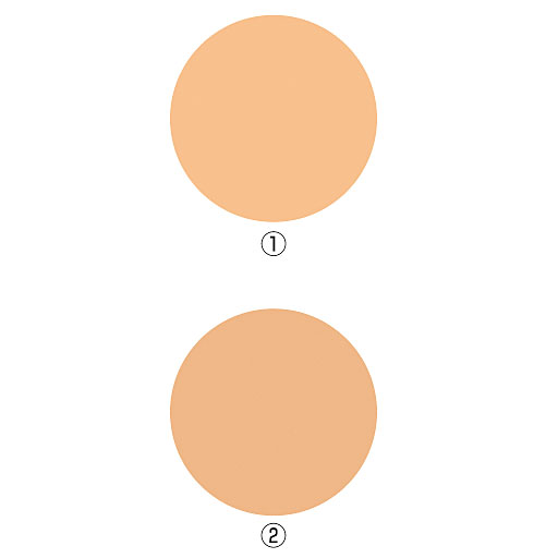 (1)A(ライトオークル):色白の方<br>(2)B(ナチュラルオークル):標準色・自然な仕上がり