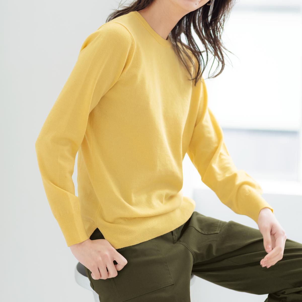 新品 レディースl セーター ニット マスタード 女性 綿100 長袖 22年のクリスマス 綿100