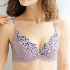 花刺しゅうレースブラジャー(サイドすっきり)(ソフトワイヤー入り・3/4カップ)(Cecisorcell)