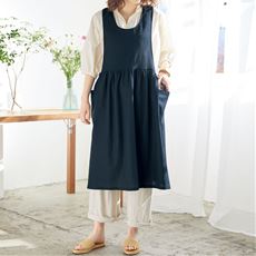 すっぽりらくちんリネン混エプロン