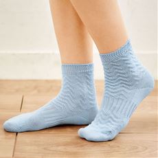 ゆったり編んだ綿の靴下・色違い2足組(日本製)(綿100%)