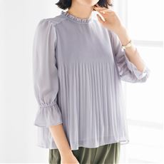 プリーツ使いブラウス(洗濯機OK)