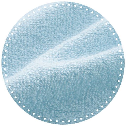 生地拡大(ブルー)<br>綿100%のタオル生地。肌ざわりやわらか、吸水性もしっかり。