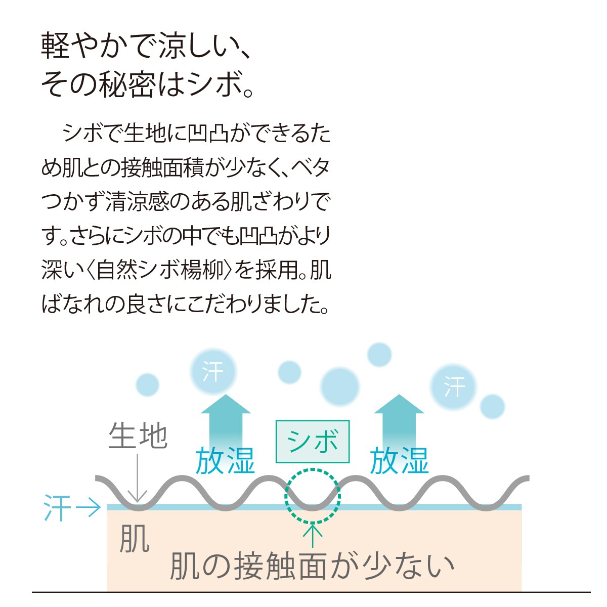 軽やかで涼しい、その秘密はシボ。