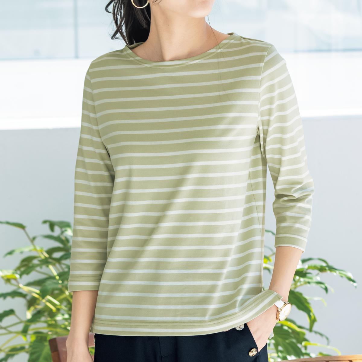 ボートネックボーダーtシャツ 七分袖 洗濯機ok ファッション通販ならセシール Cecile