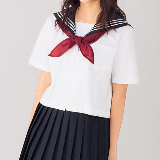 スカーフ付 半袖・長袖セーラー服(洗濯機OK)(スクール・制服) - 学校 