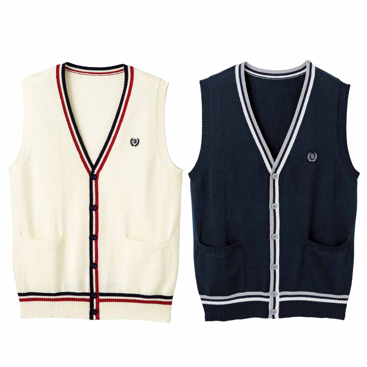 ライン入り前開きニットベスト 洗濯機ok スクール 制服 学校制服の通販ならセシール Cecile