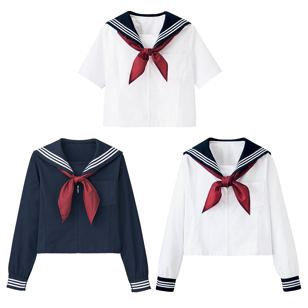 スカーフ付 半袖 長袖セーラー服 洗濯機ok スクール 制服 学校制服の通販ならセシール Cecile