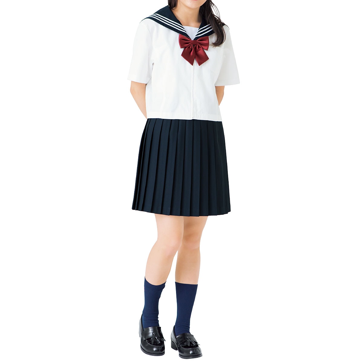 スカーフ付 半袖・長袖セーラー服(洗濯機OK)(スクール・制服) - 学校 