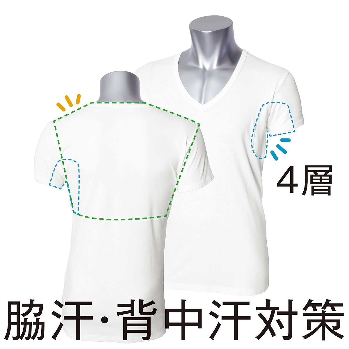 脇汗対策 背中汗対策 4層パット付メンズインナー 吸汗速乾 ファッション通販ならセシール Cecile