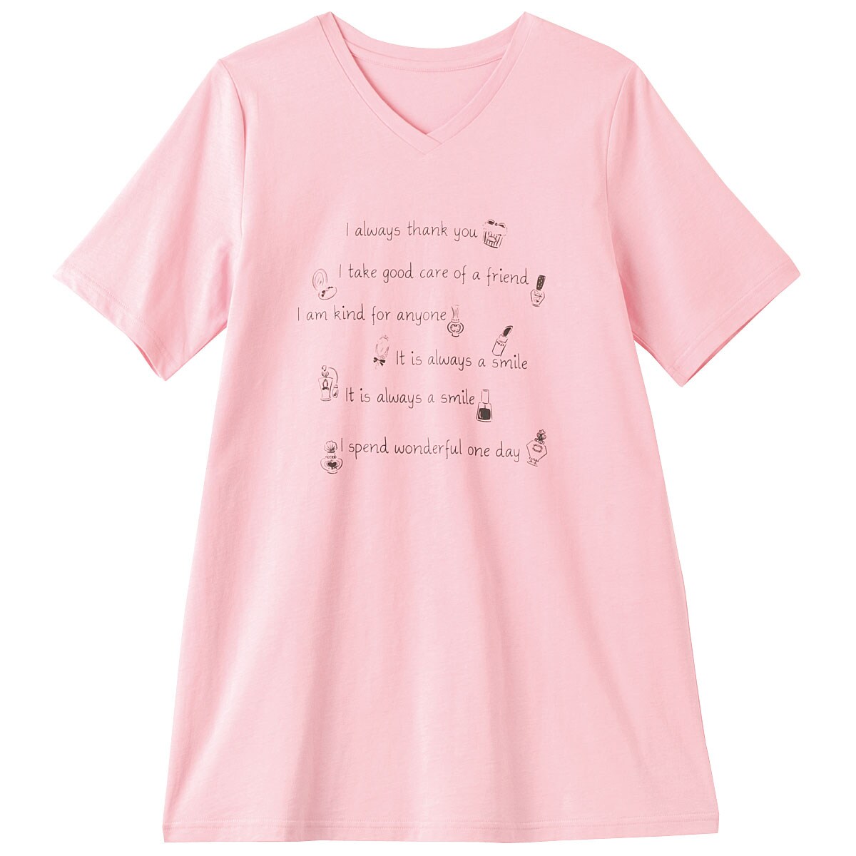 ぽっちゃりさんサイズ ロング丈vネックプリントtシャツ ファッション通販ならセシール Cecile
