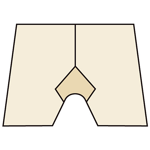 体にフィットし、足さばきしやすいひしマチ付き<br>S・Mサイズ、ひしマチ付き