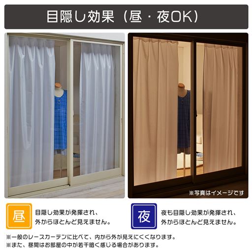 【目隠し効果(昼・夜OK)】一日中目隠し効果が発揮され、外からほとんど見えません。<br>※写真はイメージです。