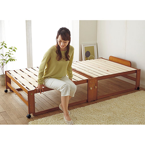 ブラウン D(ハイタイプ/ワイドシングル)<br>しっかり本格派の木製すのこベッドです。