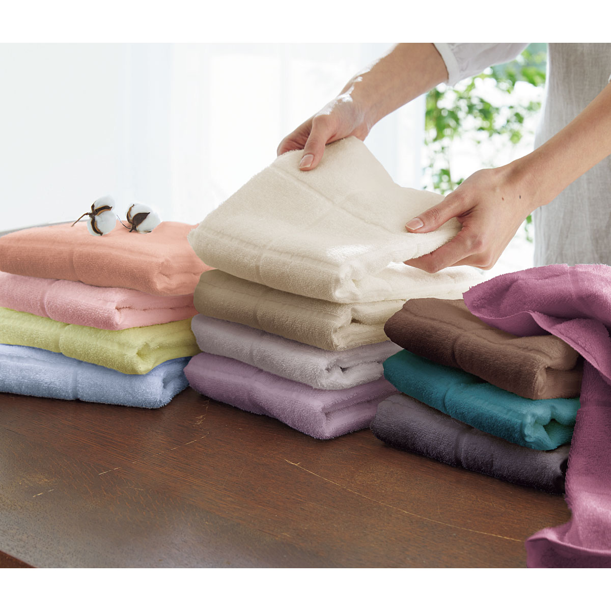 タオル オーガニックコットン格子柄 4枚組 はさみで切ってもほつれない 格子ライン上をカット インテリアの通販ならセシール Cecile