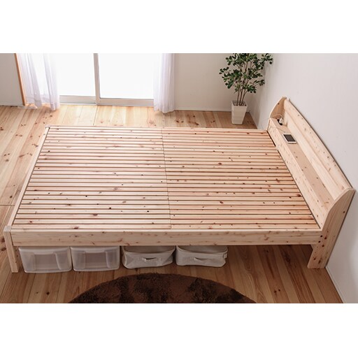 棚付きひのき細すのこベッド 寝具の通販ならセシール Cecile