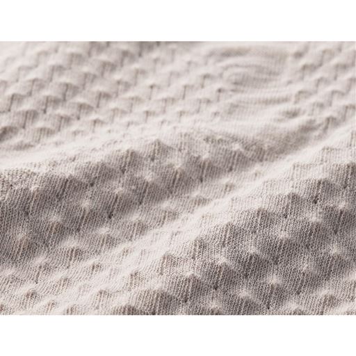 生地拡大<br>強撚糸で編み立てたサラリとした肌ざわりの綿100%ジャカード。