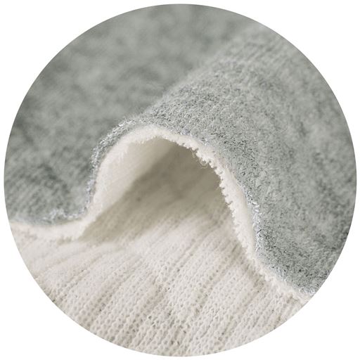 あたたかさの理由 綿100%キルト素材でふわふわの中わたをサンド。体温で温められた空気がこの空気層にためこまれることで、やさしいぬくもりが育まれるのです。