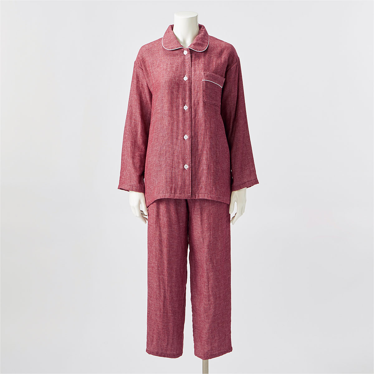3重ガーゼ裏起毛のやわらかシャツパジャマ(綿100%・播州織・日本製