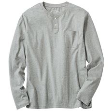 【男女兼用】綿100%ヘンリーネックTシャツ(長袖)