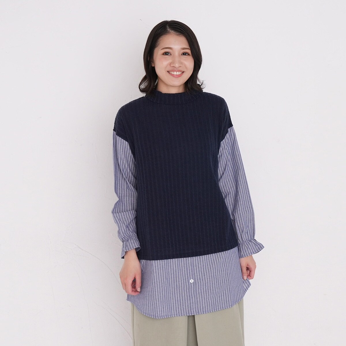 ぽっちゃりさんサイズ】重ね着風チュニック - ファッション通販なら