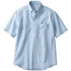 きれいめ仕上げリネンブレンドシャツ(半袖)(麻混素材)
