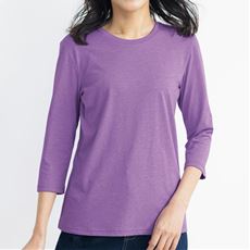シンプルクルーネックTシャツ(7分袖)(洗濯機OK)