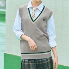 ライン入りVネックニットベスト(洗濯機OK)(スクール・制服)