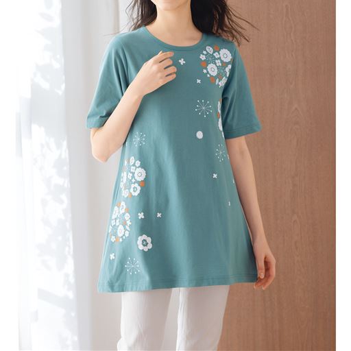 洗濯に強い!綿100%AラインロングTシャツ