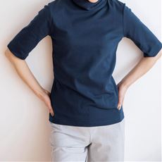 UVカットルーズネックTシャツ(5分袖)(綿100%・洗濯機OK・S～5L)