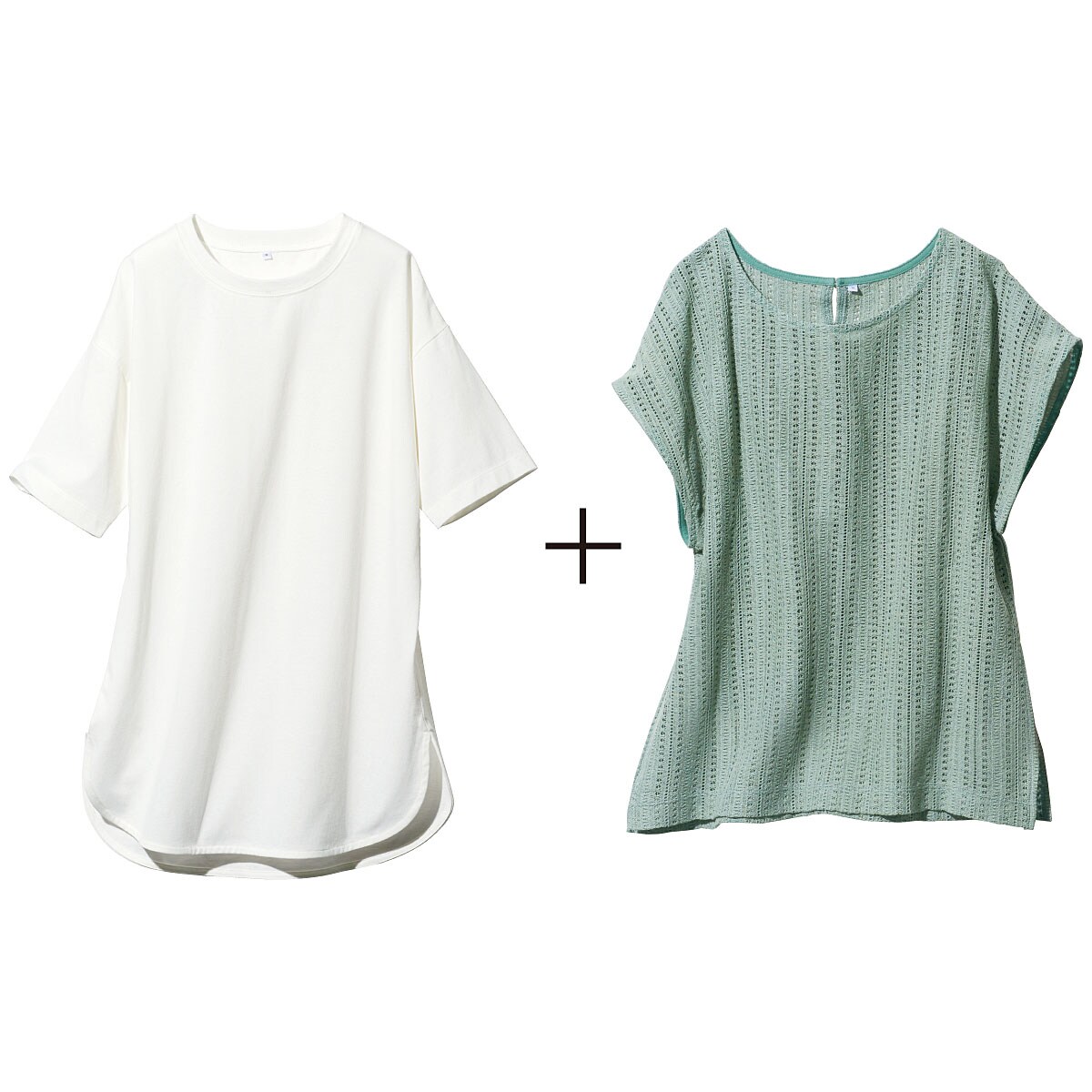 大人の夏コーデが決まる 2点セット(Tシャツ+クロシェベスト