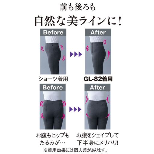 程よい補整力で自然な美ラインに整えます。<br>※着用効果には個人差があります。<br>※画像は同シリーズのGL-82を着用しています。