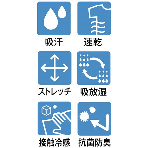 吸汗・速乾・ストレッチ・吸放湿・接触冷感・抗菌防臭