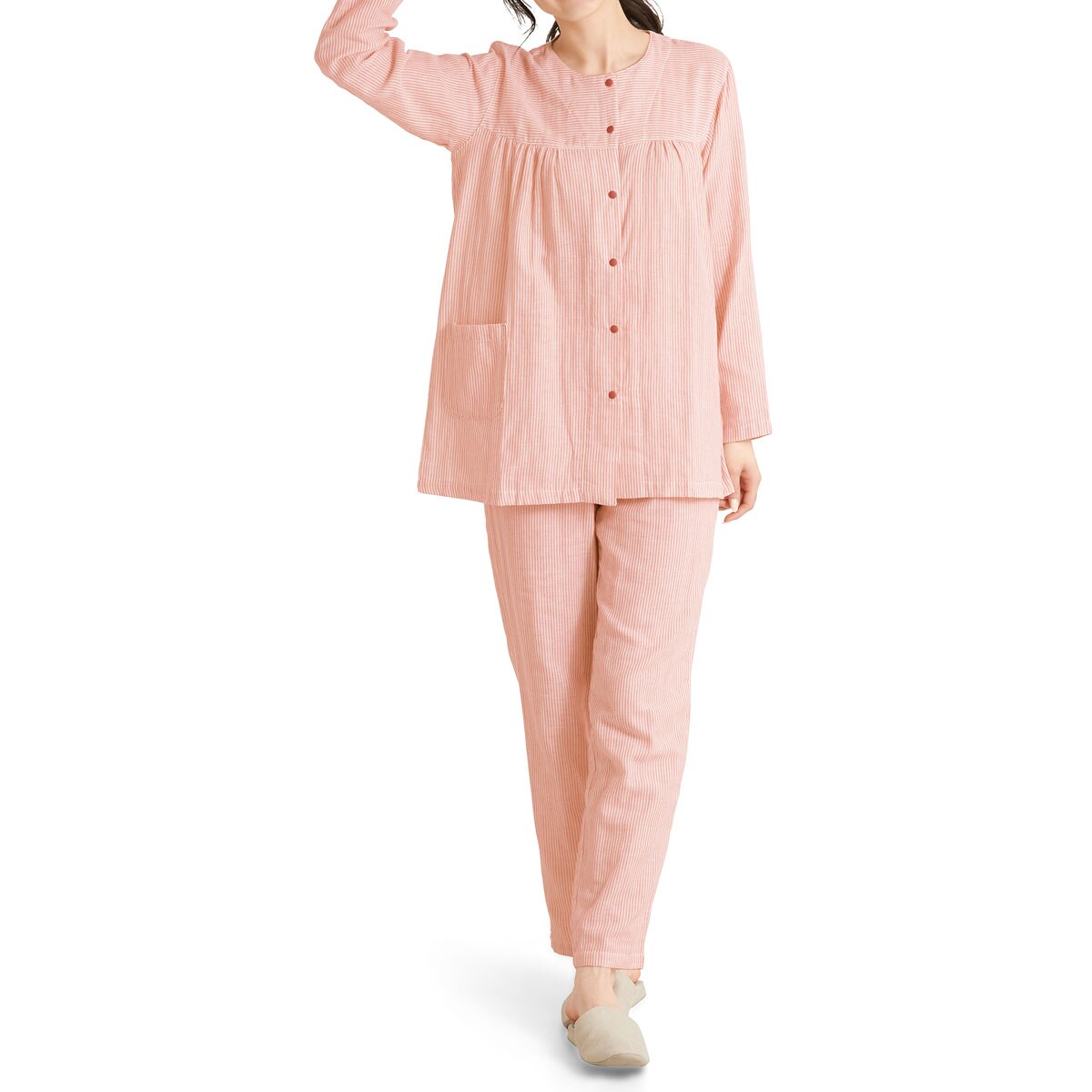 ダブルガーゼのスナップ釦パジャマ(綿100%) ファッション通販ならセシール(cecile)