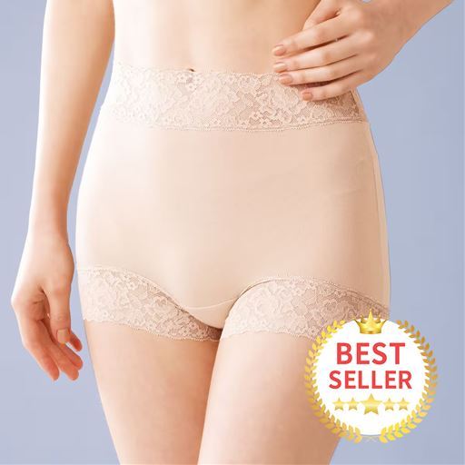 綿混ストレッチショーツ・色違い2枚組(デイリーヒップス®)(レーシィ1分丈)(はきこみ丈深め)