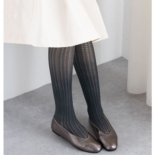 メッシュ編みナイロンハイソックス